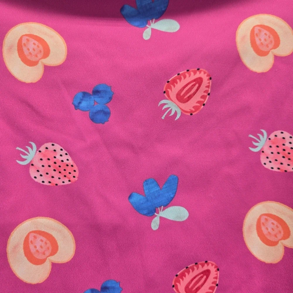 Eddie Bauer Kids Pink Fruit‎ Print Long Sleeve Rash Guard Swimsuit 18M UPF 30